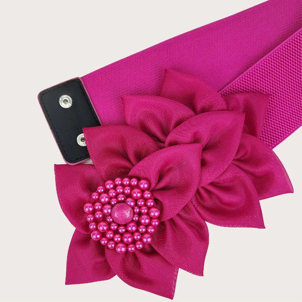 花の装飾が施された幅の広い伸縮性のあるウエストバンド,カジュアルなウエストバンド,モノクロベルト,衣類の装飾