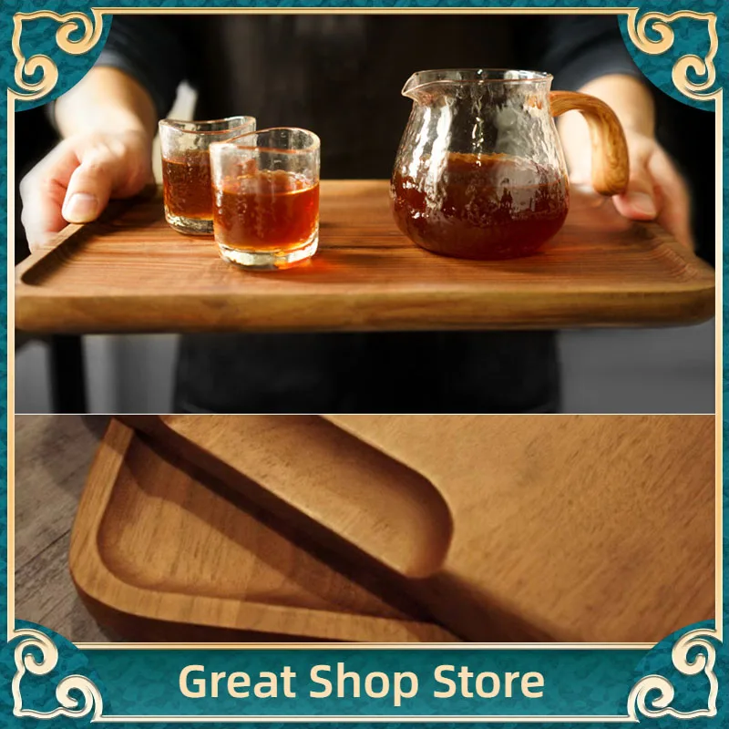 Bandeja para Café Timemore, Bandeja para Tazas de Agua y Té, Plato para Pastelería y Frutas, Almacenamiento de una Pieza, Accesorios de Cocina de Nogal Negro, Decoración