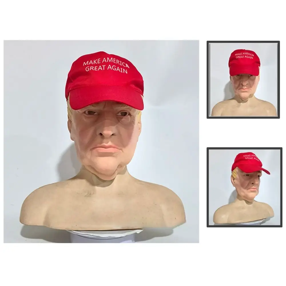 Realistic Donald Trump Mask Latex President Headgear Celebrity Imitative Cosplay Costume Props Head Cover Mask Adults Children