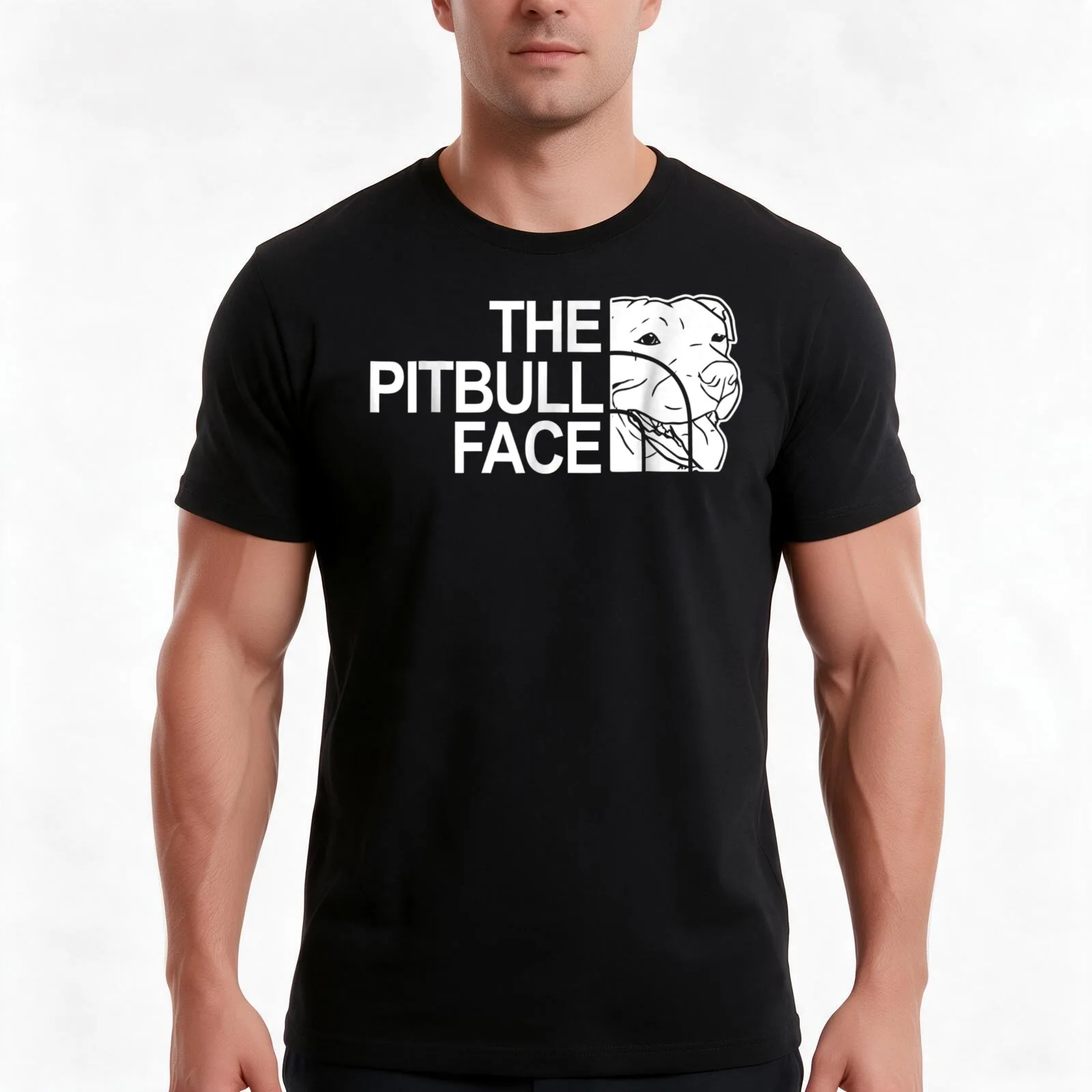 The Pitbull Face Funny Dog Pitbull S T-Shirt, Summer Casual Cotton Tee, Oversized Streetwear Tops, Vintage Graphic Print