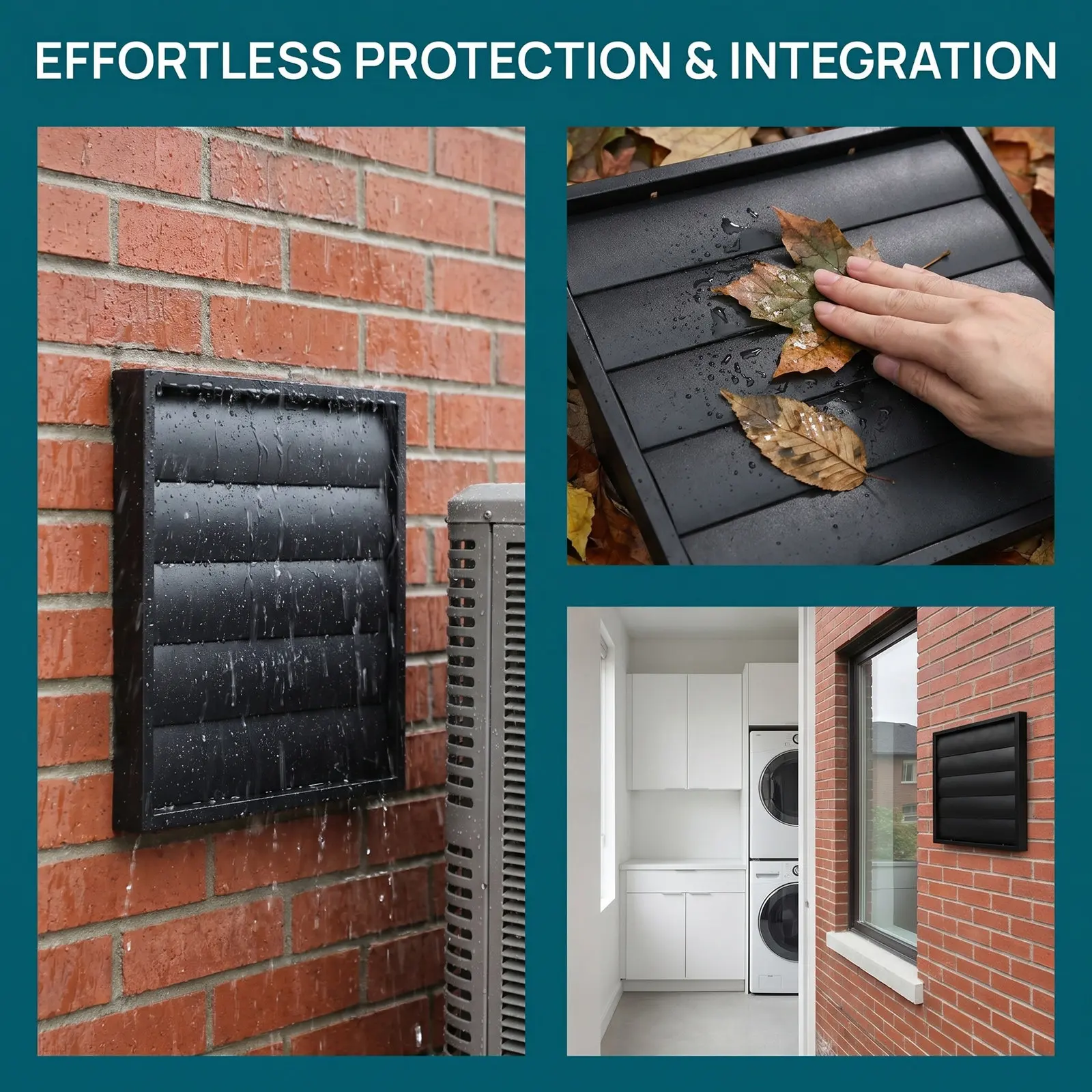 Square ABS Plastic Louvered Vent Cover Exterior Window Wall Outlet Mesh 7.87 Vent Opening 8.94 Central Air Exhaust Bathroom