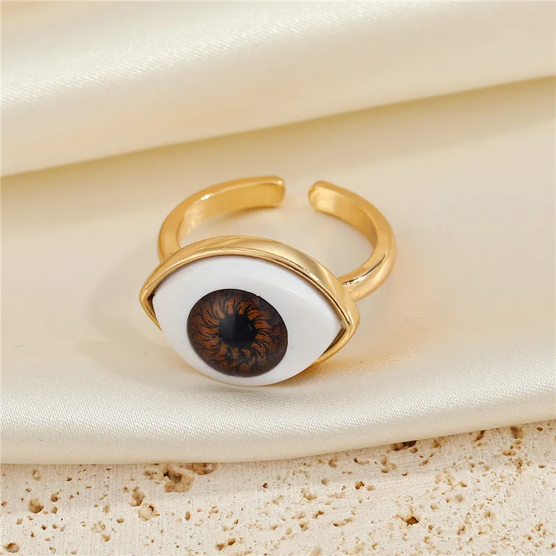 Fashion Funny Devil Eye Rings for Men Women Opening Adjustable Punk Finger Rings Hip Hop Jewelry Accessories Gifts