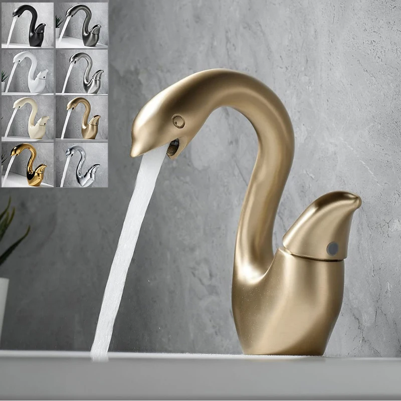 Brush Gold Bathroom Faucets Brief Basin Faucet Nickel Sink Mixer Tap Hot And Cold Gun Grey Deck Mounted Lavatory Crane Water Tap