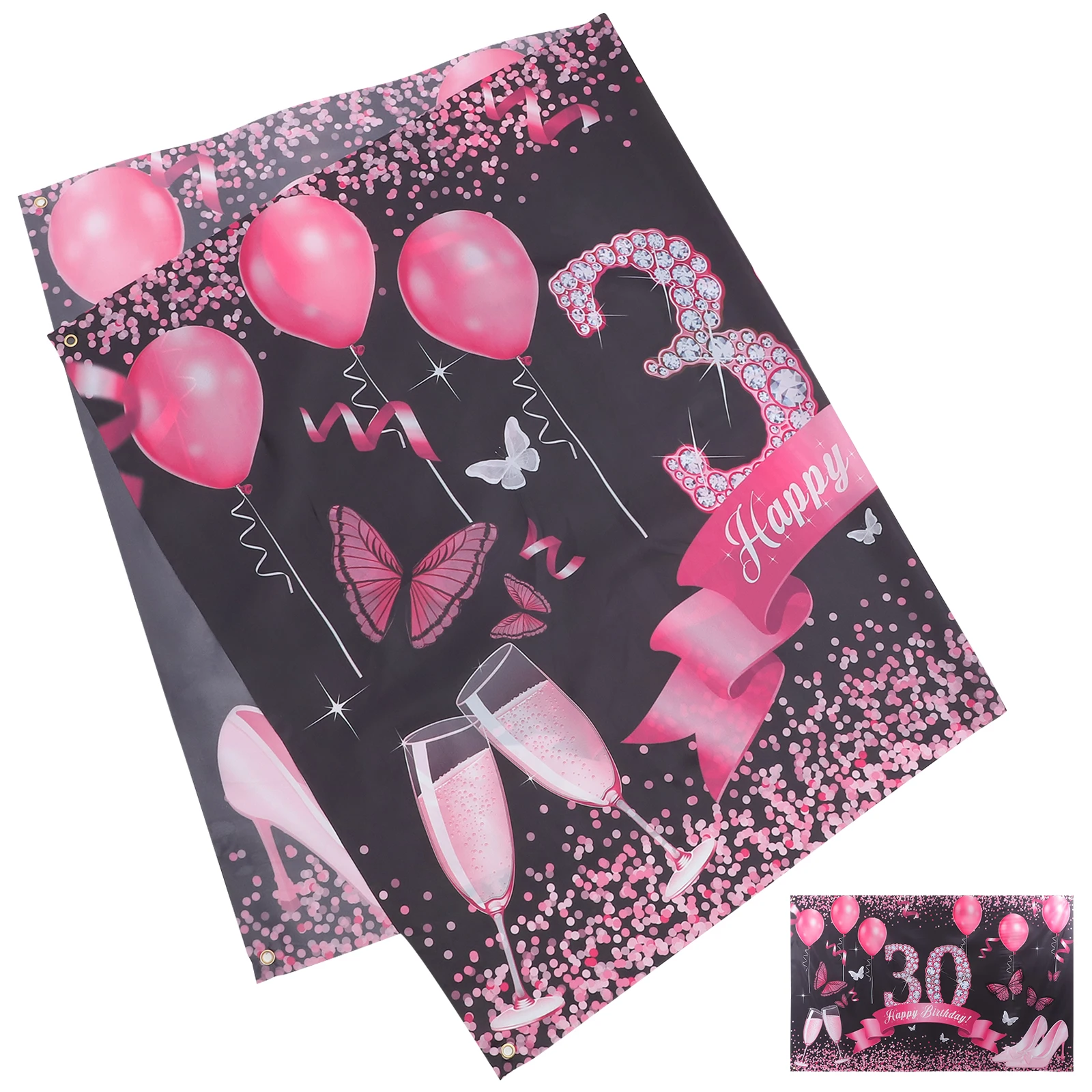 

Happy Banner Birthday Backdrop Lightweight Colorfast Decorative Party Background Photo Prop Birthday Wall Hanging