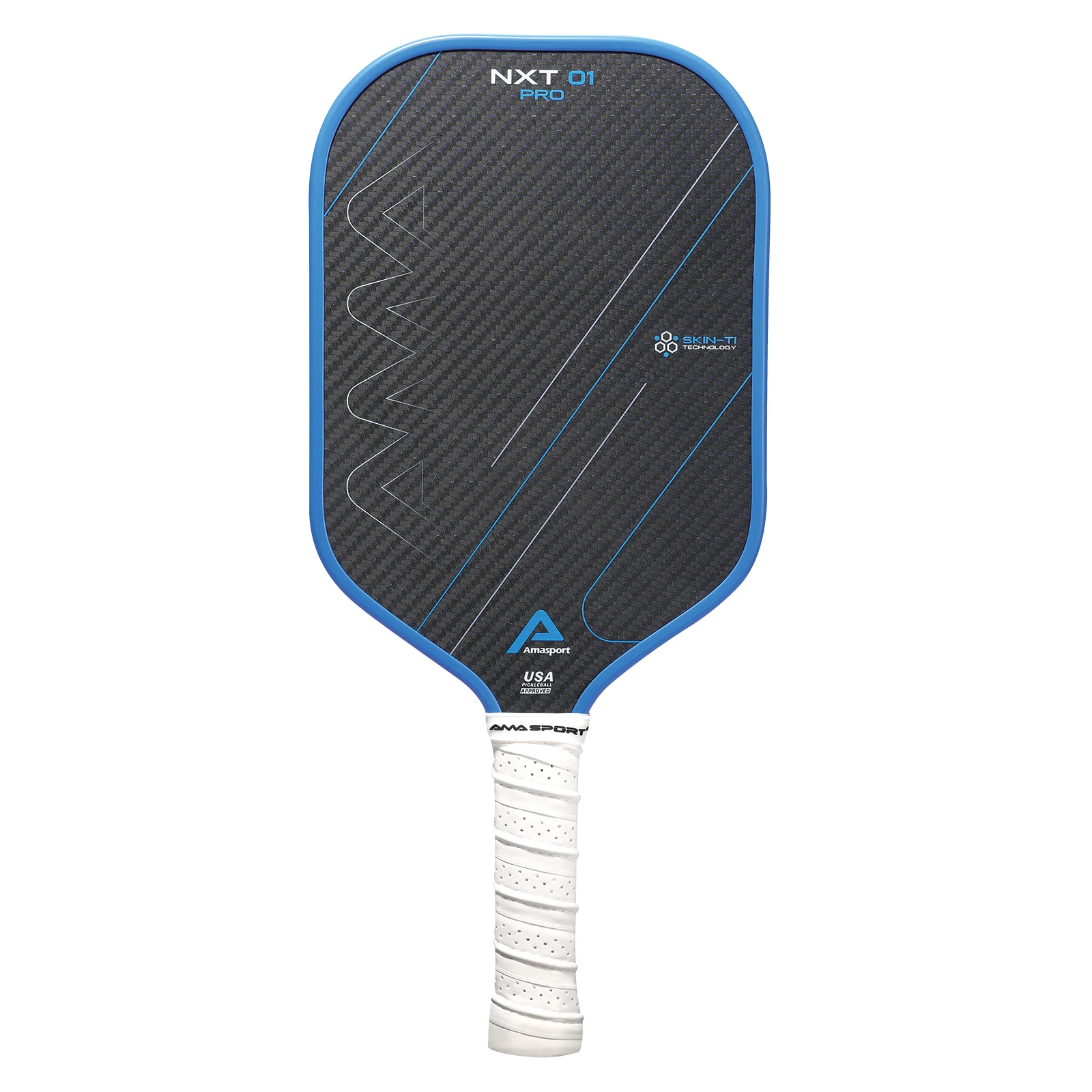 Paleta de Pickleball de carbono y titanio AMA Sport, tecnología de cama de carbono entrelazada, marco con carcasa de carbono con raqueta de grano alto y borde giratorio