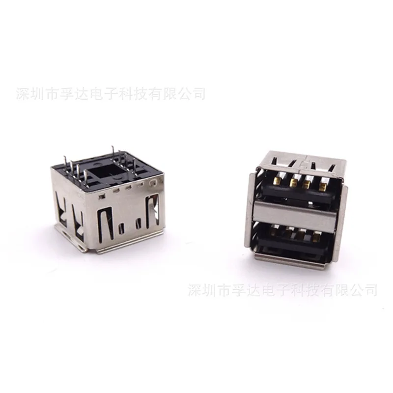 For double-layer usb female seat, plug in double-layer usb seat short body 10.5 long  without fixed foot plug board crimping