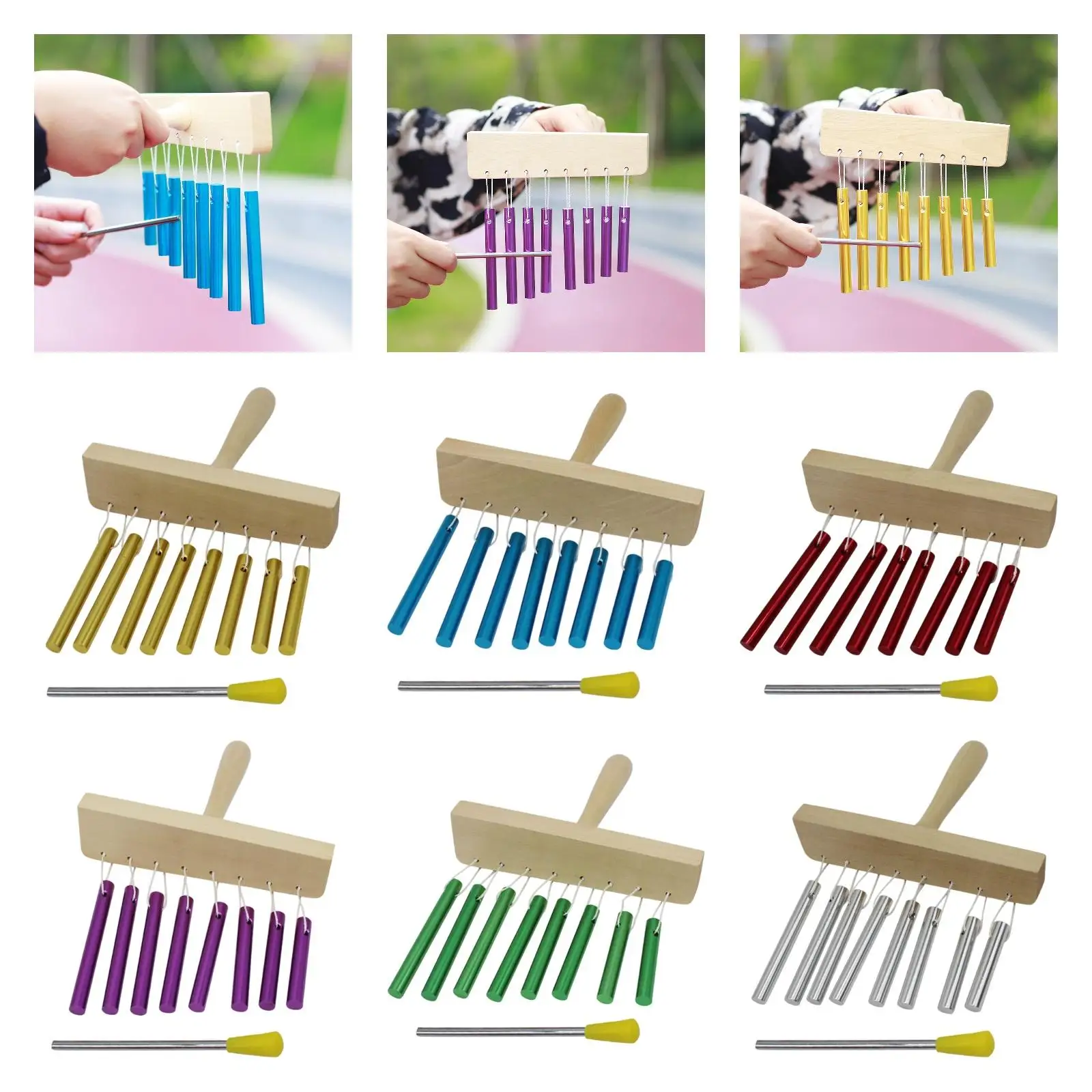 8 톤 휴대용 바람 종소리 바람 벨 무대 공연 탁상 바람 차임 타악기 바람 차임 교실 요가 어린이를위한