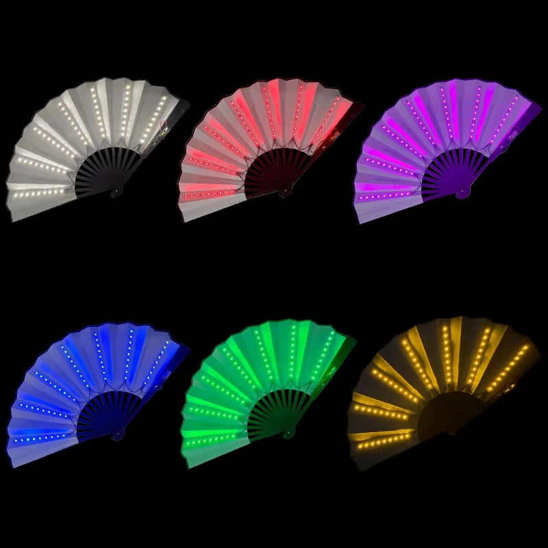 Glow Folding Led Fan Led Fold Fan Dancing Light Fan Night Show Halloween Christmas Rave Festival Accessories Glow Party Supplies