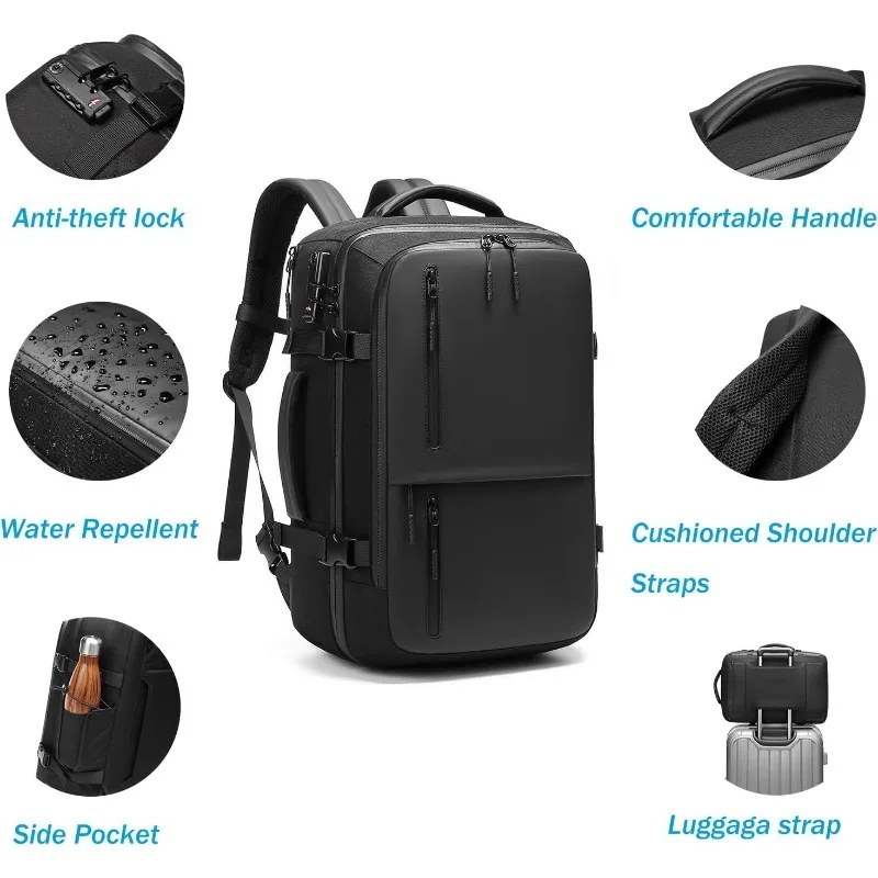 Business Smart Professional Lightweight Backpack Extra Large 40L Flight Approved Water Resistant Durable 17-inch Laptop Backpack