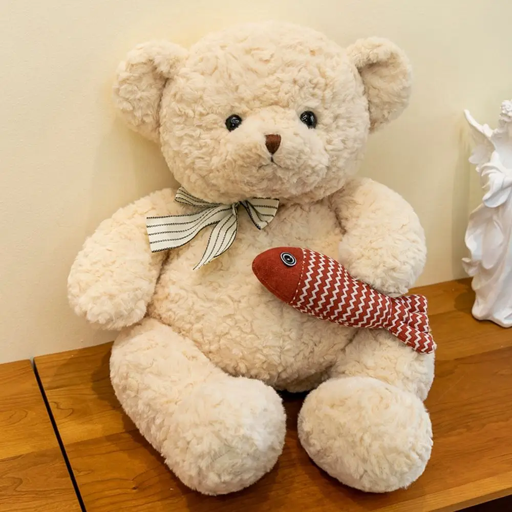 Spogliatoio Orso Abbraccio Orso di pesce Peluche Cotone PP Orso morbido Peluche Soffice Ins Farcito Orso morbido Bambola Ragazza per bambini