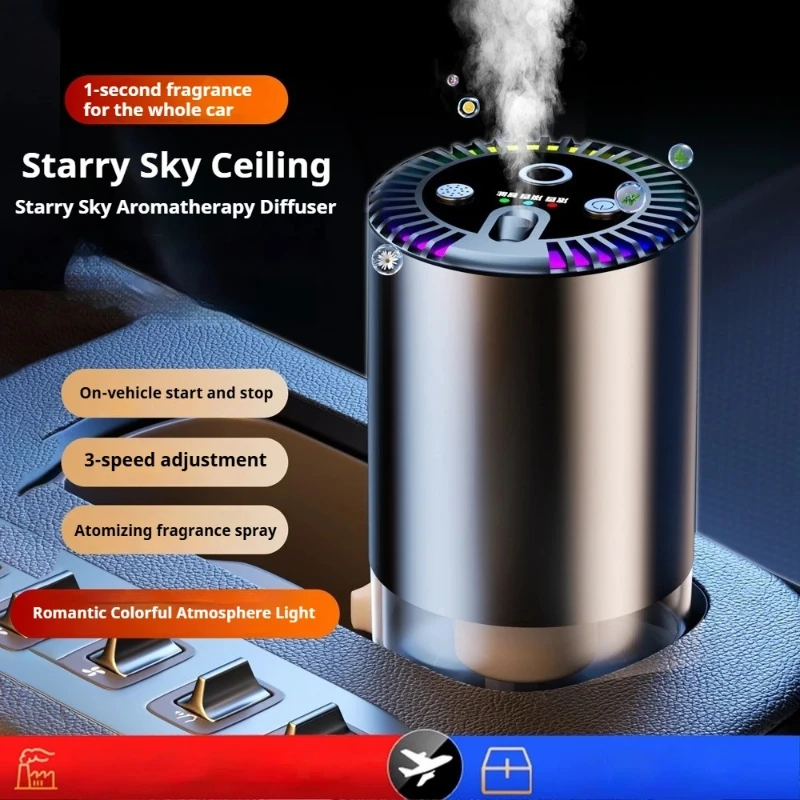 Universal 3 Levels Car Aromatherapy Car Perfume Accessories Automatic Spray Machine with Starry Sky Ceiling and Ambient Lighting