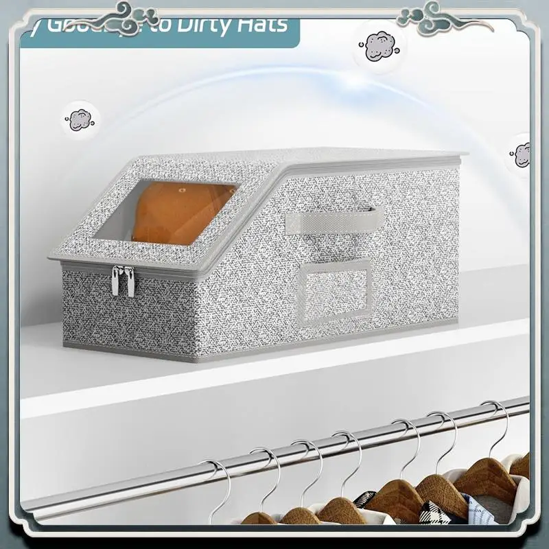 

Durable 2 PCS Stackable Hat Storage For Baseball Caps, Holds Up To 24 Caps Hat Organizer For Closet, Hat Boxes With Cardboard