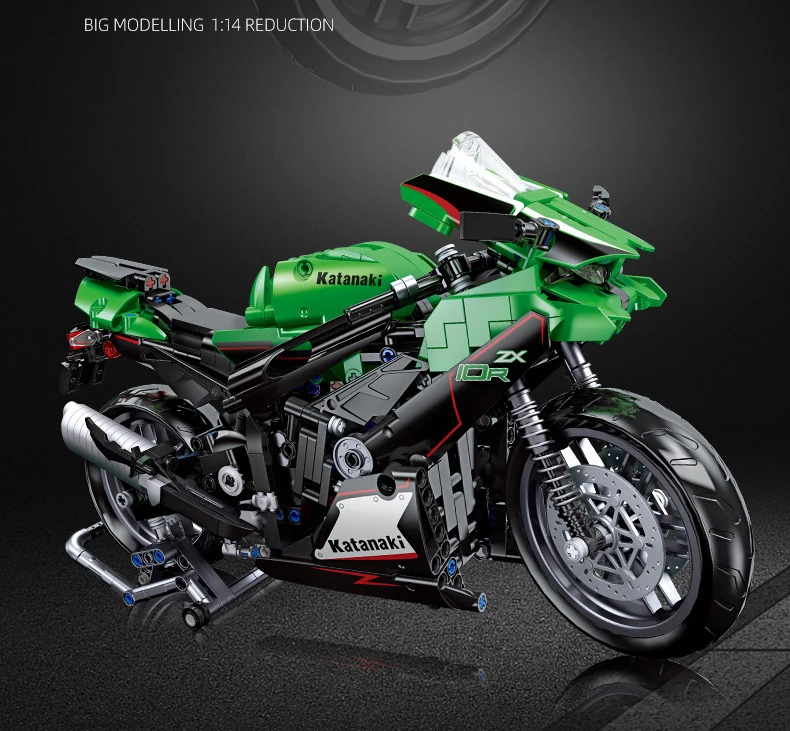 Technischer 1:14 Motorrad-Baustein Japan ZX-10R Motorrad-Konstruktionsmodell Bausteine Motorrad-Spielzeug Sammlung für Geschenke – Detail 2