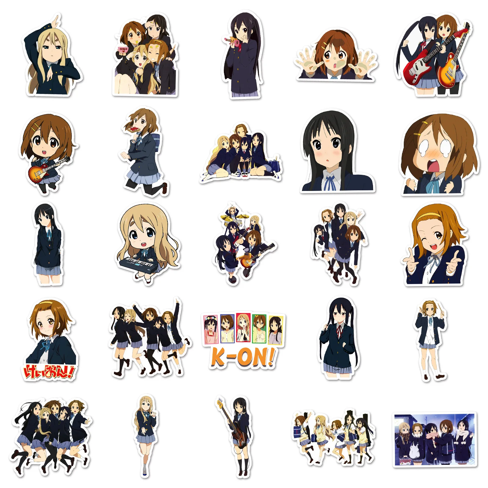 50pcs K-ON Anime Waterproof Stickers for Wall Phone PC Case Gifts