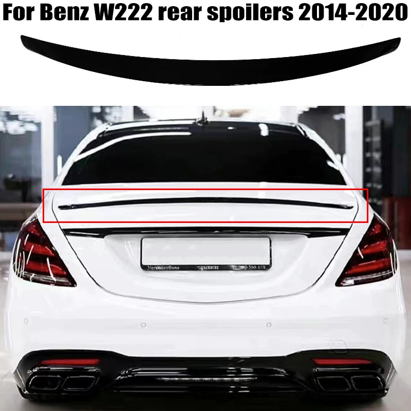 

For Mercedes Benz S-Class W222 S300 S350 S400 S500 S550 S63 4 Door 2014-2020 ABS Plastics Rear trunk cover spoiler wing airfoil