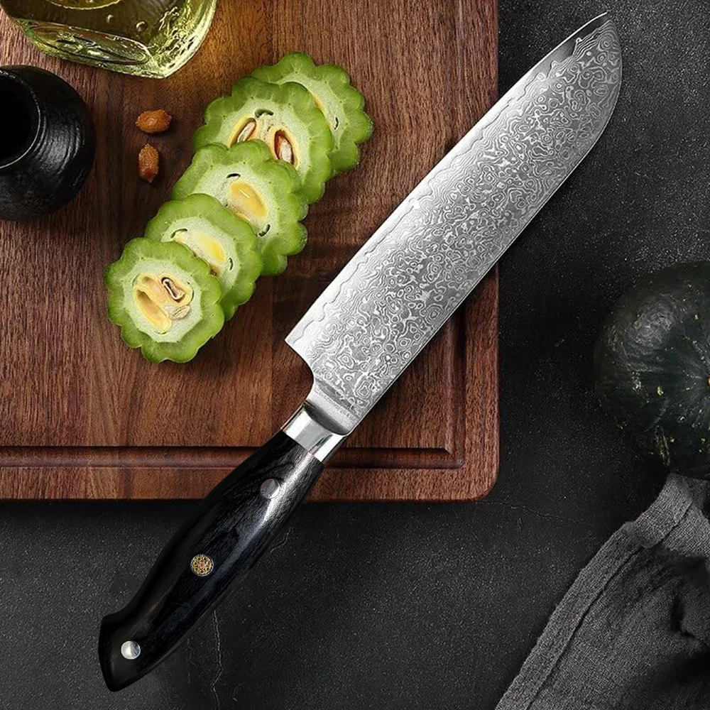 

Нож Santoku, дамасский нож Vg-10, острое стальное лезвие, профессиональные японские кухонные ножи, 7,0-дюймовые кухонные ножи и аксессуары