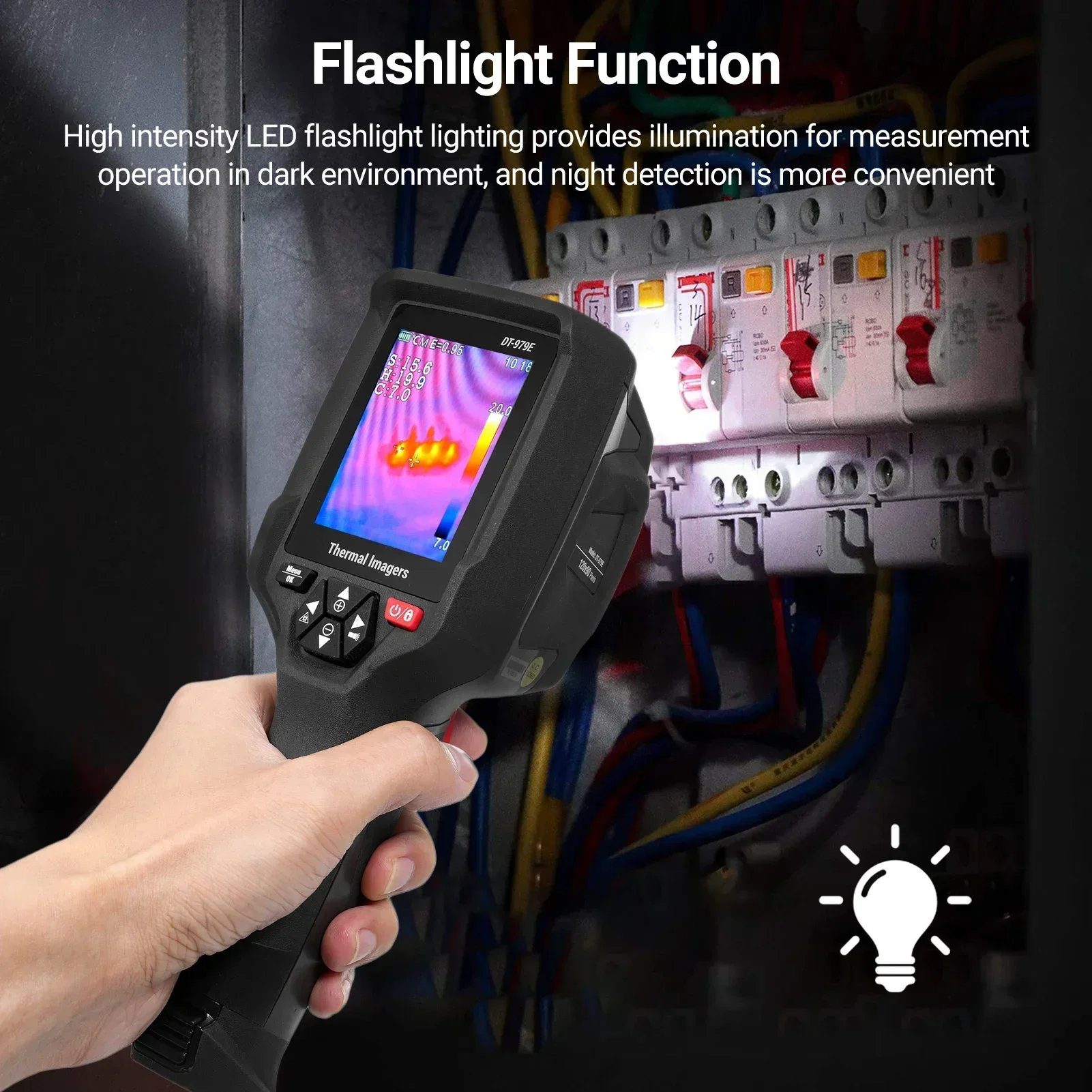 Handheld Thermal Imager, 120×90 IR Resolution 50Hz Frame Rate Rechargeable Thermal Camera with 32GB Micro Storage