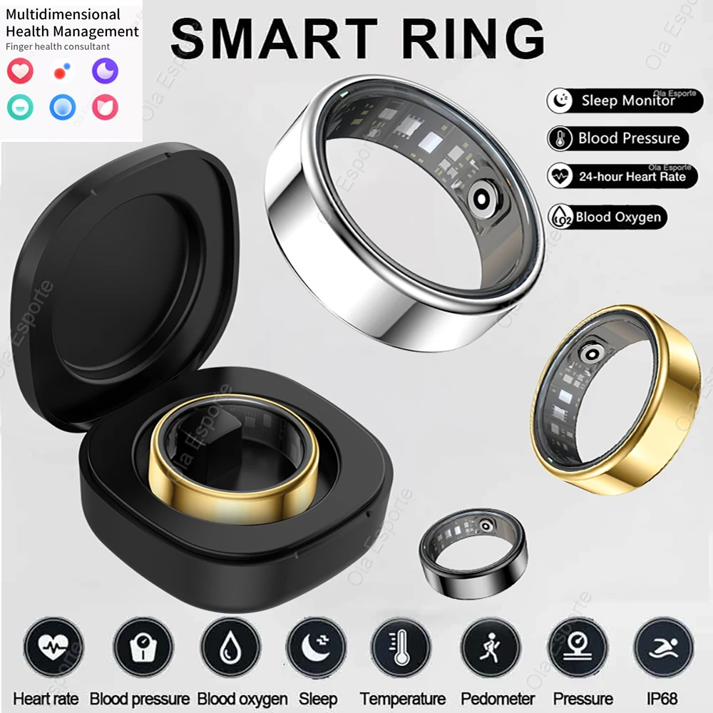 

New Smart Ring Heart Rate Blood Oxygen Sleep Monitoring Motion Tracking Waterproof Health Fitness Sport Smartring Men Women Gift