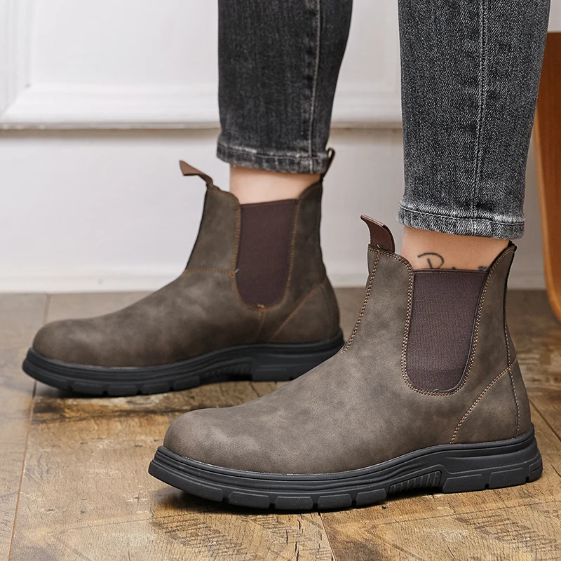 

Leather Boots Casual Slip on Formal Oxfords Boot Vintage Shoes Boots Fashion Minimalist Style Men's Leather Boots Platform Boots
