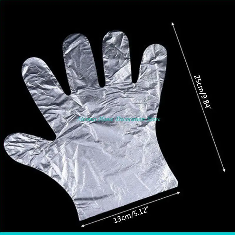 

H7BF 200Pcs/100Pcs Plastic Large Disposable Polyethylene Clear Gloves Dealing C