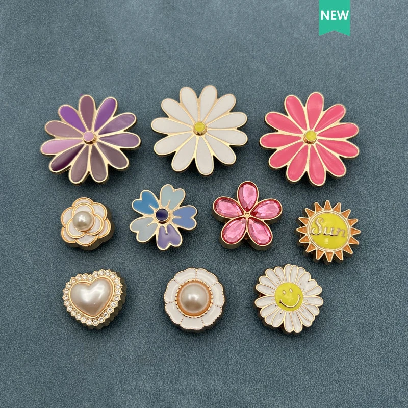 Metal charms Shoe Buckle High Quality metal Flower Sunflower Cute Shoes Accessories