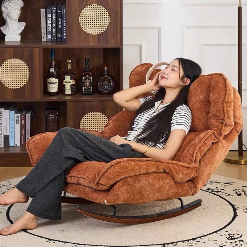 Stable Rocking chair Lazy sofa Adjustable folding single sofa chair Home leisure bedroom Balcony lunch break recliner