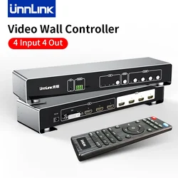 Unnlink HDMI Video Wall Controller 4x4 1080P HDMI DVI Video Wall Processor 1X4 1X3 1X2 4X1 3x1 2X1 Multi Video Screen Splicer