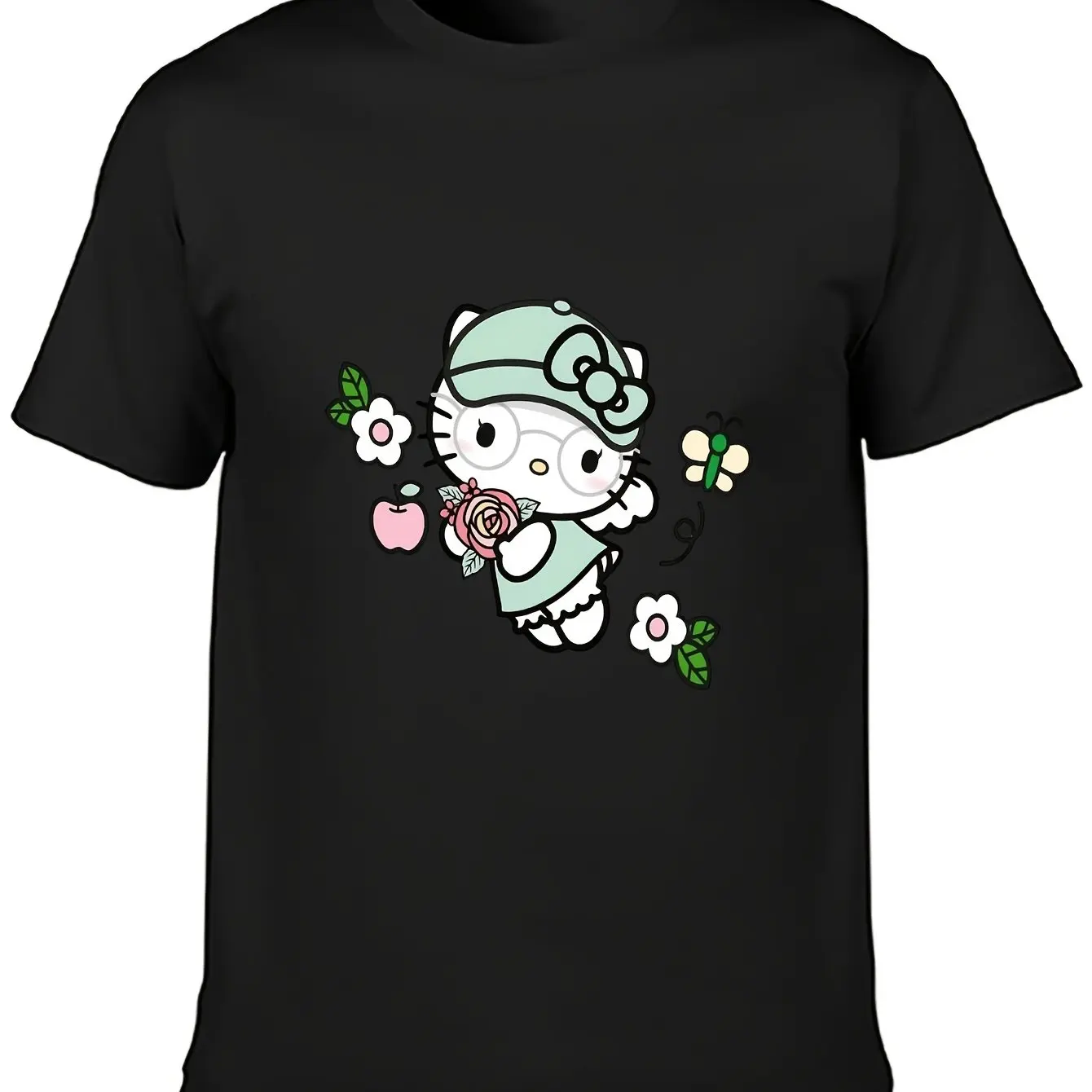 

Hello Kitty Graphic Printing Summer Autumn Winter Cotton Men's and Women's T-Shirts Short Sleeves Luxury Outdoor Sports Brand