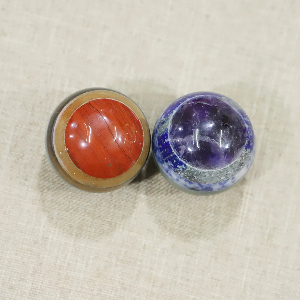 Natural Chakra Crystal Ball Colorful Splicing Ornaments Sun Put Piece 32mm Bare Stone Decorative Accessories Fashion Reiki Gift