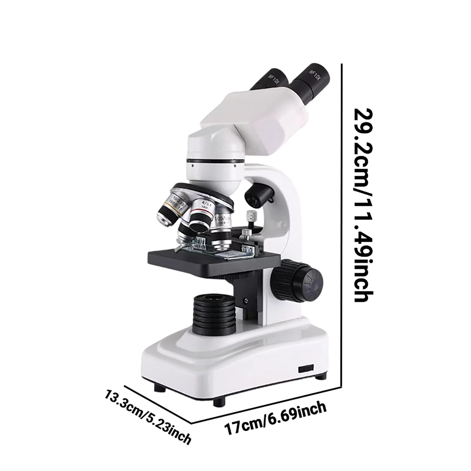 Microscopio Binocular para estudiantes, microscopios 64X-1600X, cuerpo metálico, doble iluminación LED, Kit de microscopio compuesto biológico