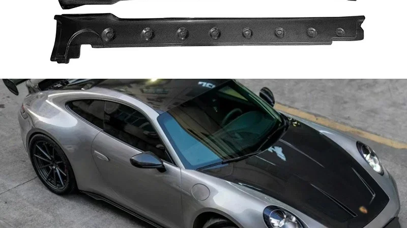 

For 2022 + Porsche 911 992 Carbon Fiber Side Skirt Retrofit Side Surround Skirt Auto Parts
