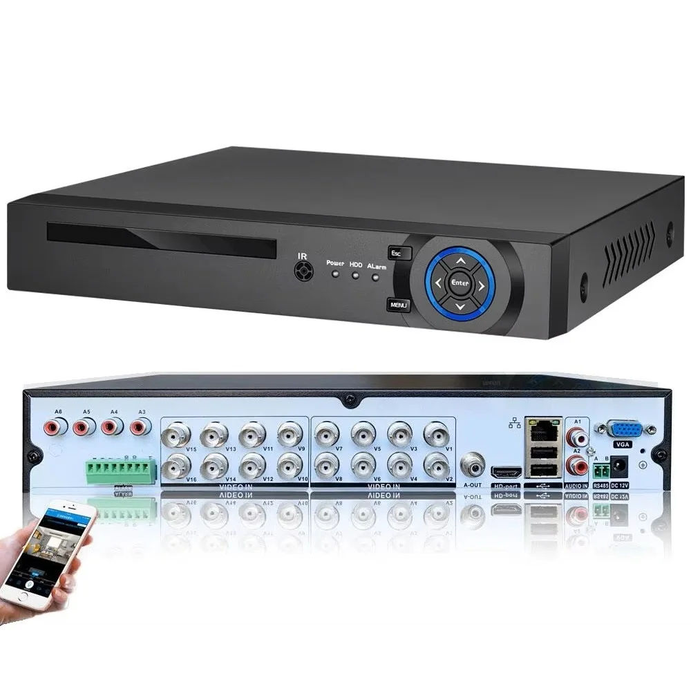 HDD Digital Video Recorder Xmeye 16ch 4k Dvr Nvr H.265 Face Detection Xvr 16 Channel 8mp Dvr for Ahd Security Cctv Ip Cameras