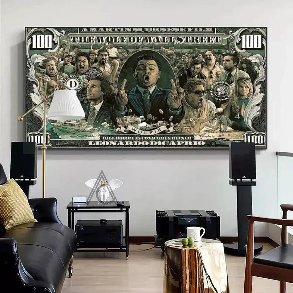 Vintage Wall Art, American Black Card The Wolf of Wall Street, Canvas Printed Poster, Home Living Room Bedroom Decoration