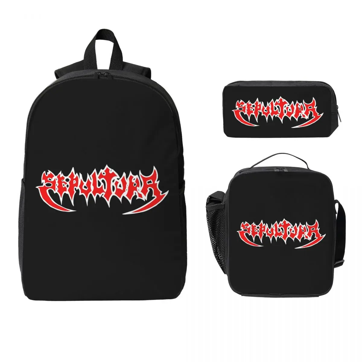 

Sepultura Slayer Death Metal Backpack Boys Girls BookBag School Bag Laptop Shoulder Bags 3ps Insulated Lunch Bag Pencil Case