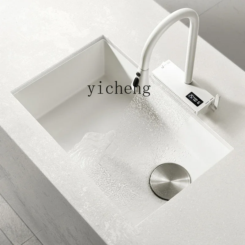 YY White Sink Large Single Sink Handmade 304 Stainless Steel Vegetable Washing Basin Kitchen