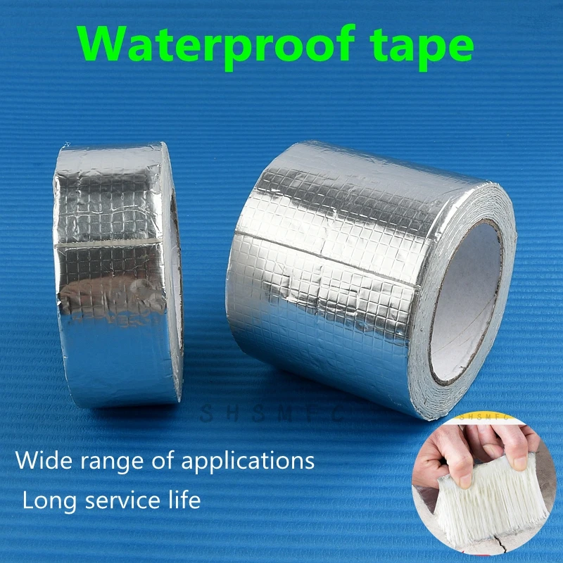 5~10M Aluminum Foil Thicken Butyl Waterproof Tape Roof Crack Waterproof Tape Pipe Repair Tape Container Tape T: 1 ~ 1.5mm