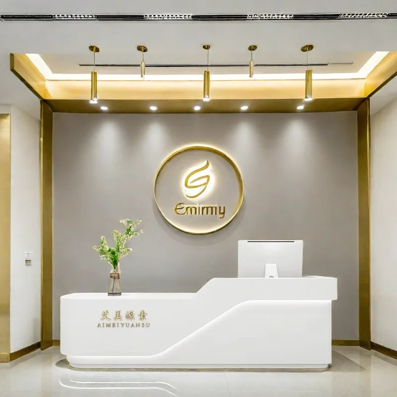 Front Desk Reception Counter Clothes Receptionist Salon Entrances Tables Luxury Furniture Office Receptie Simple Beauty Center