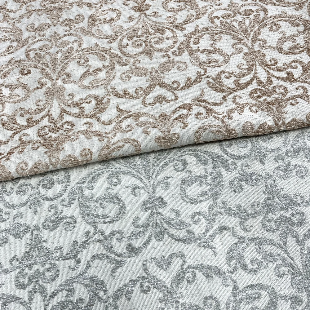 Deluxe Chenille Woven Jacquard Light Choco Gray Heavy Sofa Chair Interior Cloth Hotel Upholstery Designer Fabric 280cm Width