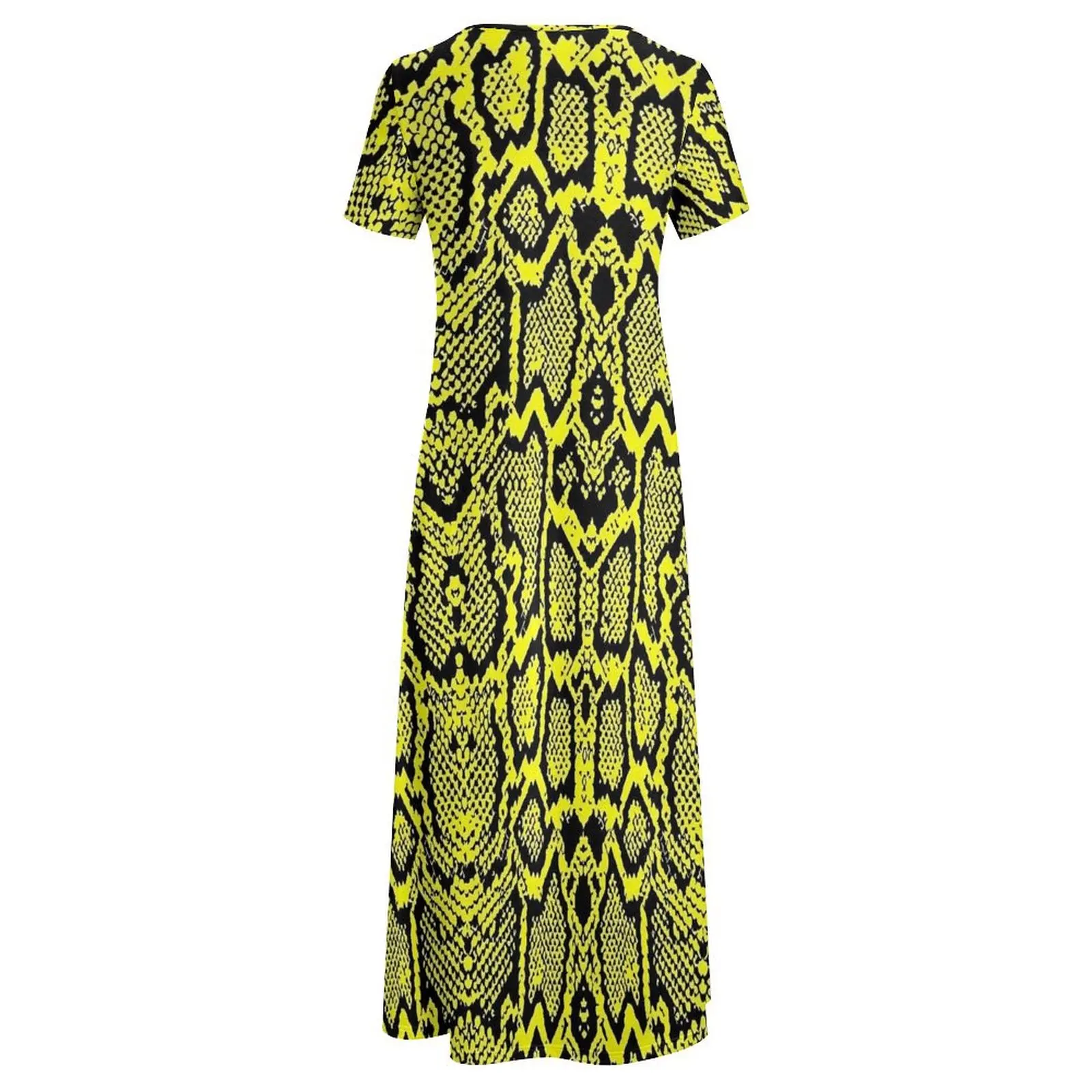 Vestido amarillo con estampado de piel de serpiente, ropa de calle, vestidos largos bohemios, vestido Maxi moderno para mujer, Idea de regalo