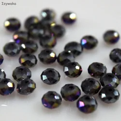 Isywaka Deep Purple Colors 4*6mm 50pcs Rondelle Austria faceted Crystal Glass Beads Loose Spacer Round Beads for Jewelry Making