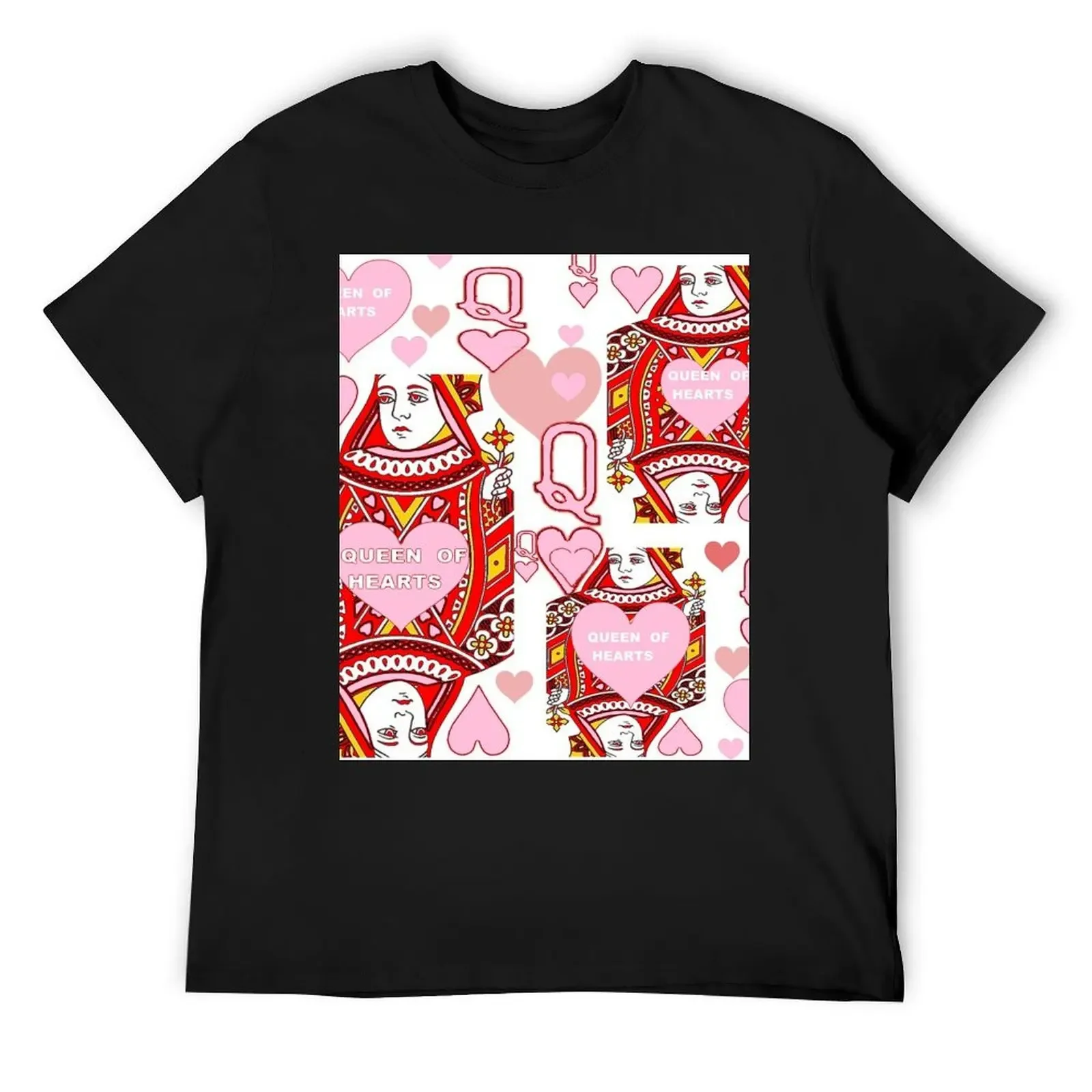 DECORATIVE RED & PINK QUEEN OF HEARTS CASINO ART T-Shirt street wear vintage anime shirt men t shirts high quality