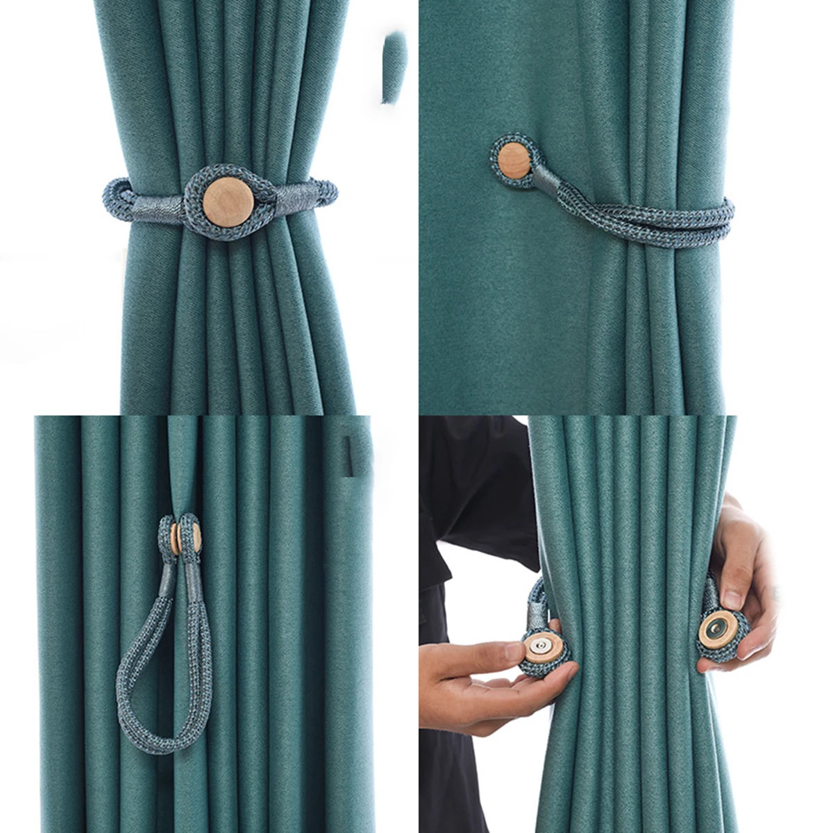 

2Pcs Magnetic Curtain Tiebacks Decorative Backs No Wall Mount Easy Use Curtain Holders for Bedroom Living Room