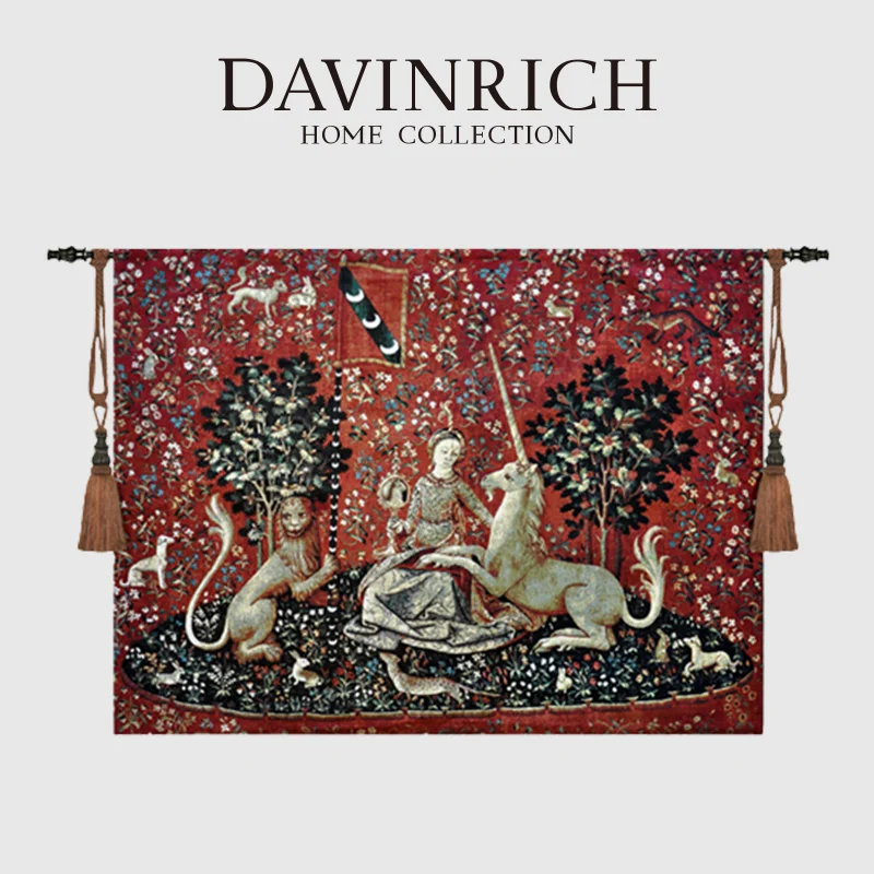 

DAVINRICH The Lady And The Unicorn Tapestry Sense Of Sight Vintage Tapestry Wall Hanging Art Decor Made From 100% Cotton Threads