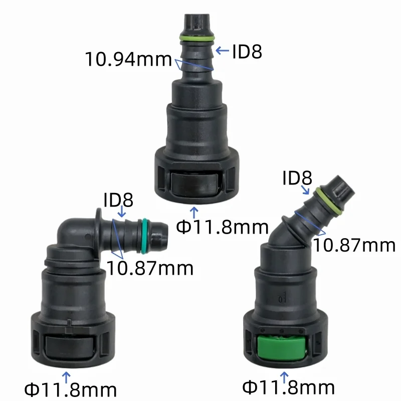 11.8 ID8 auto fuel line quick connector 11.8mm 90 180 degree SAE 10 plastic  fuel line fittings nylon pipe connector 1pc