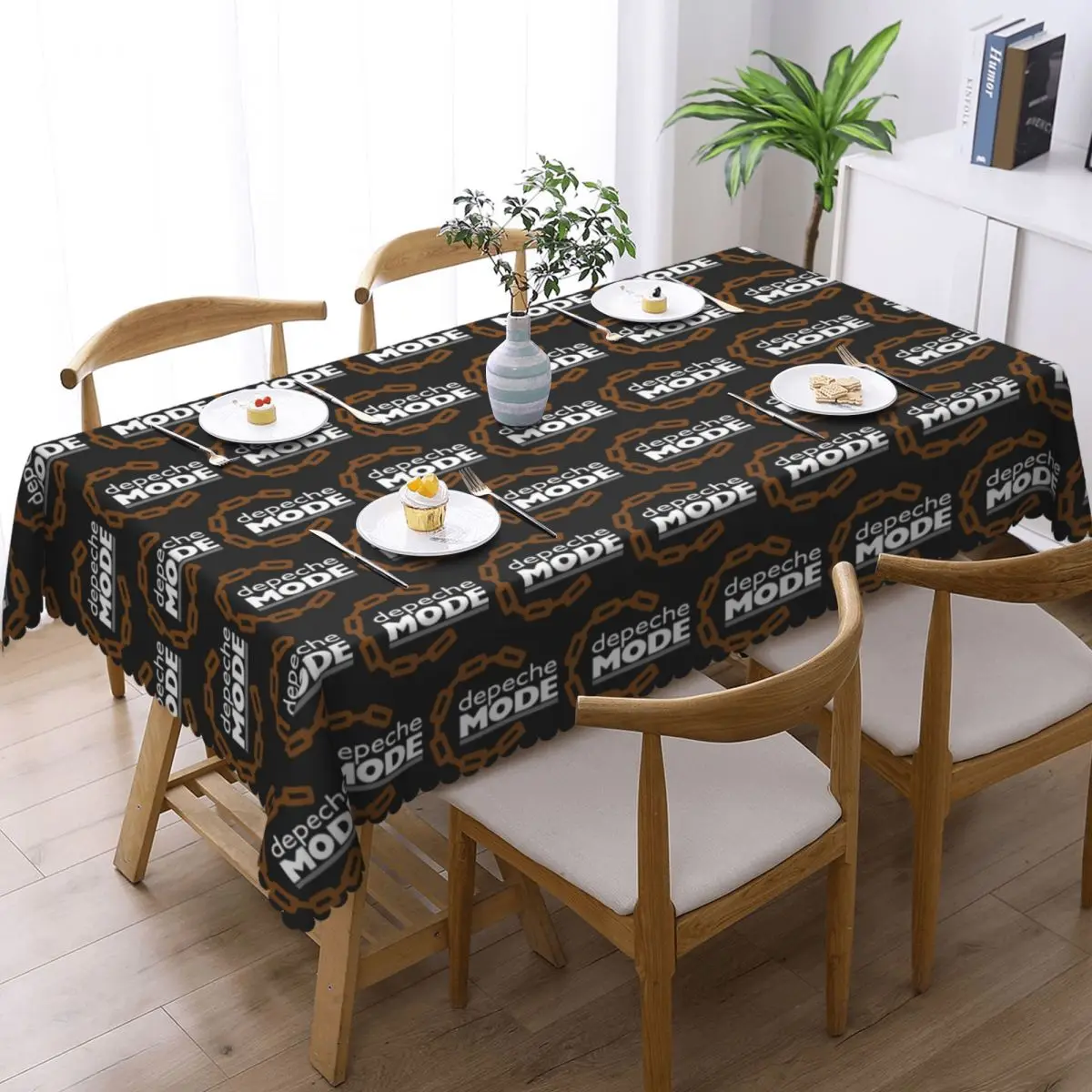 Electronic Rock Depeche Cool Mode Custom Rectangular Tablecloth Oilproof Table Cover for Dining Events Table Cloth