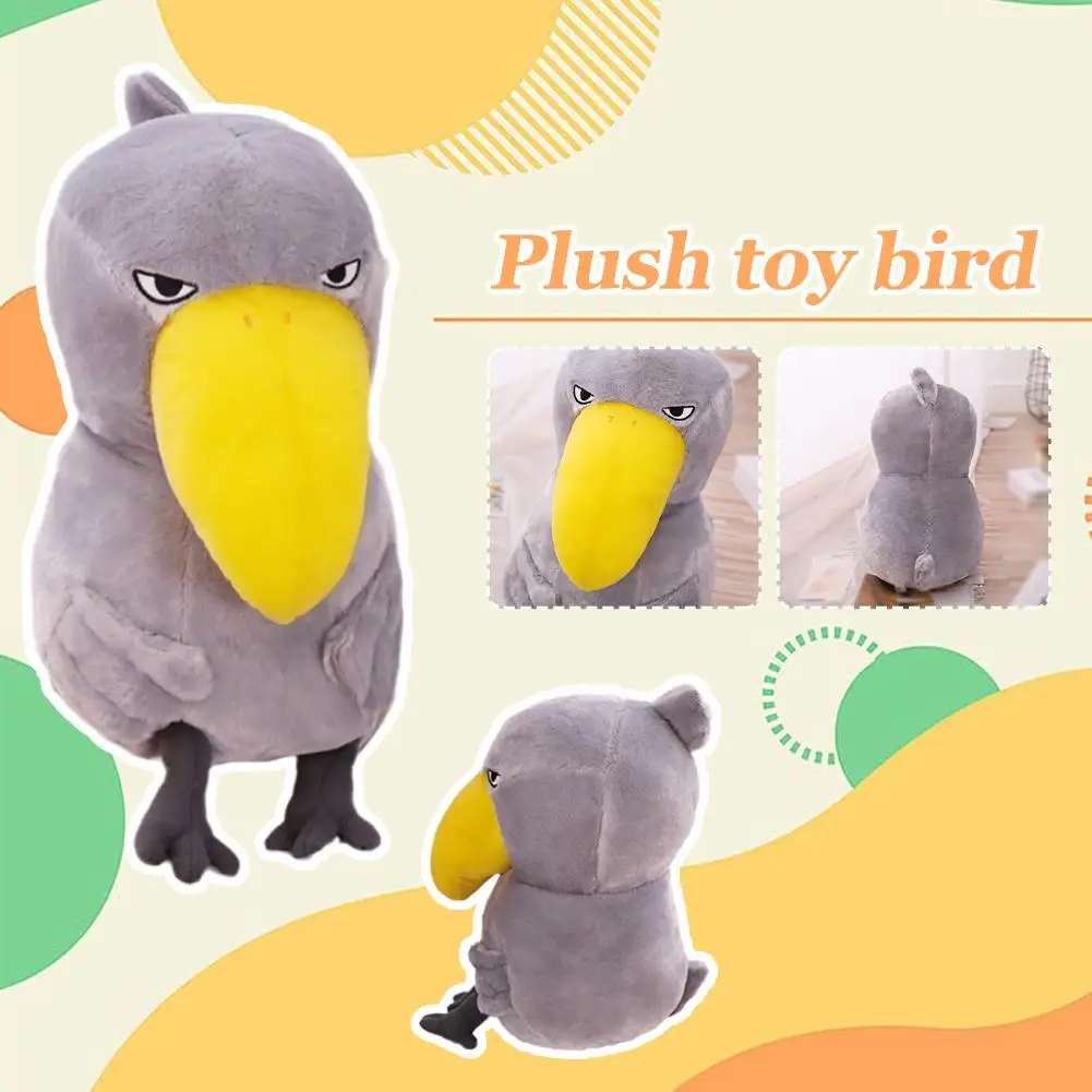 Oiseau en peluche de style coréen gris pour enfants, jouets en peluche mignons, accessoires photo, cadeaux d'anniversaire doux, mode, Gi Q5C4, 35cm