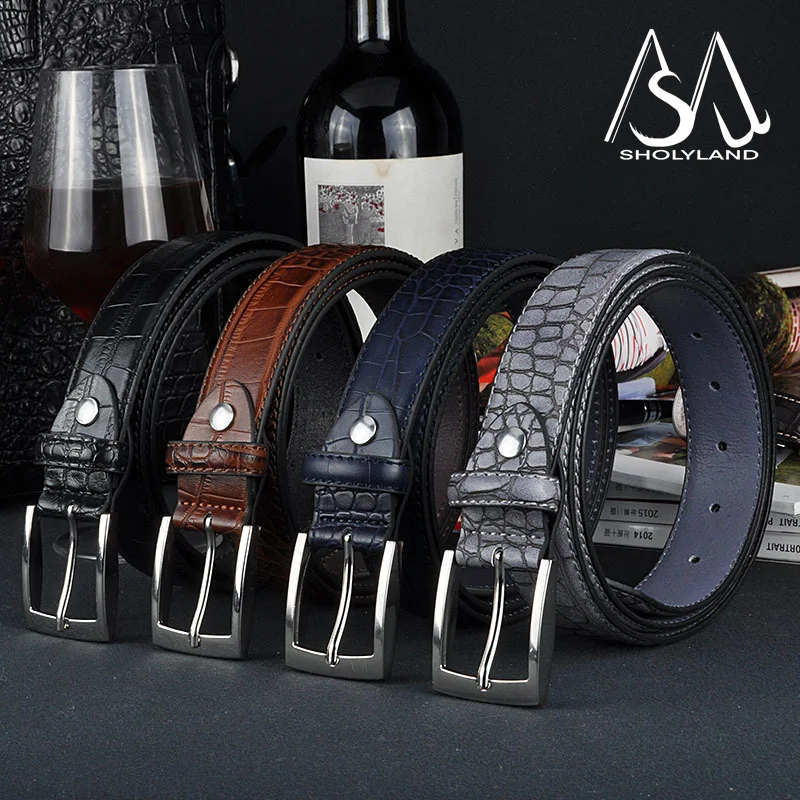 2024 Men\'s Pu Leather Buckle Belt Jeans Long Pants Decoration New Fashionable and Versatile Casual Belt Crocodile Pattern Belt