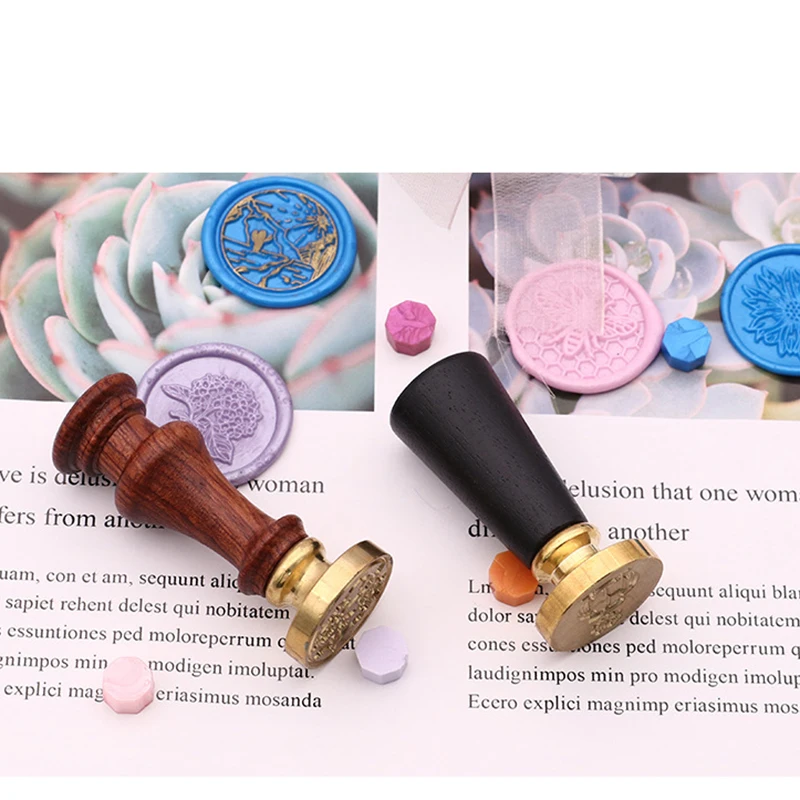 Retro Stamp Wooden Handle Antique Metal Sealing Handle Wedding Invitations Wax Seal Stamp DIY Handmade Art Crafts Gifts