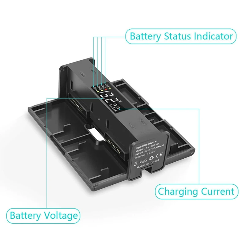 For DJI AIR 2S/Mavic Air 2 Drone Fly Battery 4 In 1 Intelligent Charging Hub Digital Display Charger Charging Manager Accessory