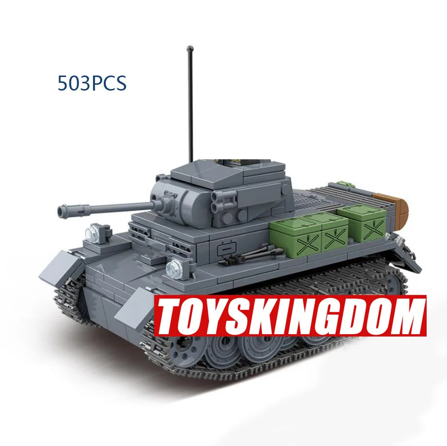 

WW2 Military Vehicle Bricks VK1303 Panzer II Luchs Tank Batisbricks Build Block World War Germany Army Force Figures Toys